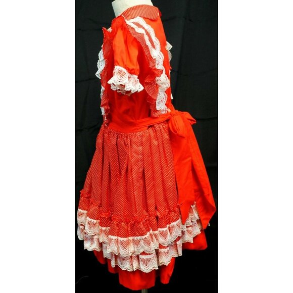 VTG Better Made by Betty Oden Red Dress Girls 6X Full Circle Skirt Polka dot - Picture 9 of 12